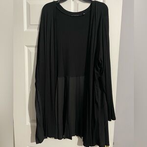 Black Long Sleeve Cardigan with chiffon peplum on back